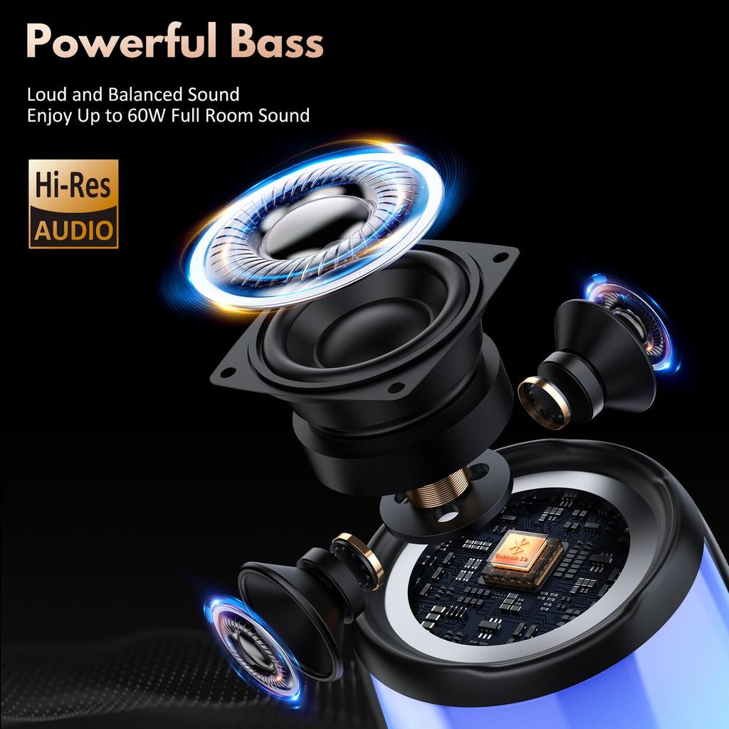 Speaker with Mic System for Singing, Portable Bluetooth Speakers with Dazzling Light and 2 Wireless Microphones for Adults, Mini Karaoke Set for Home