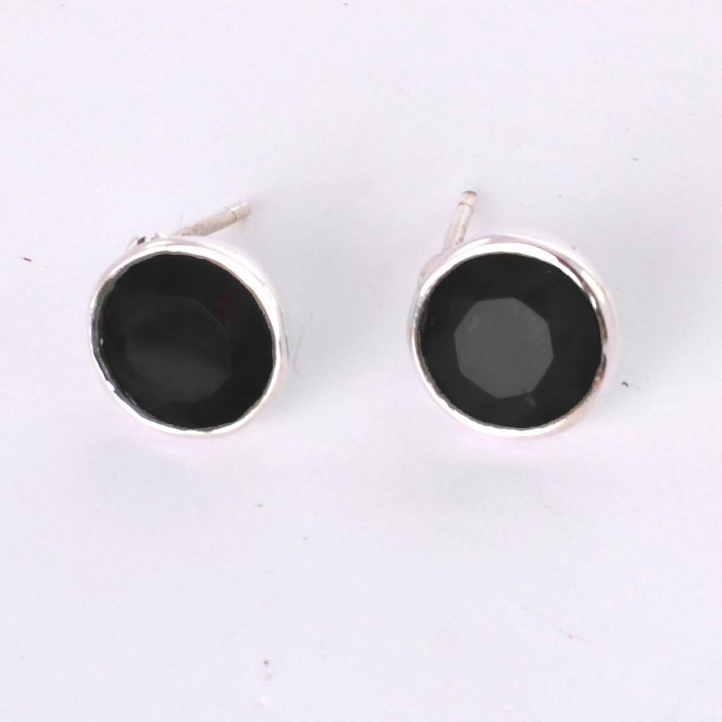 Серьги-гвоздики из черного оникса 925 пробы, женские и мужские серьги ручной работы с драгоценными камнями