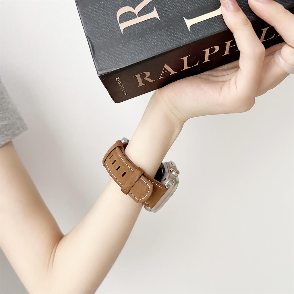 Genuine Leather Watchband For Apple Watch Series 10 9 8 7 SE 6 5 4 3 2 1 42mm 41mm 40mm 38mm Wrist Strap Replacement