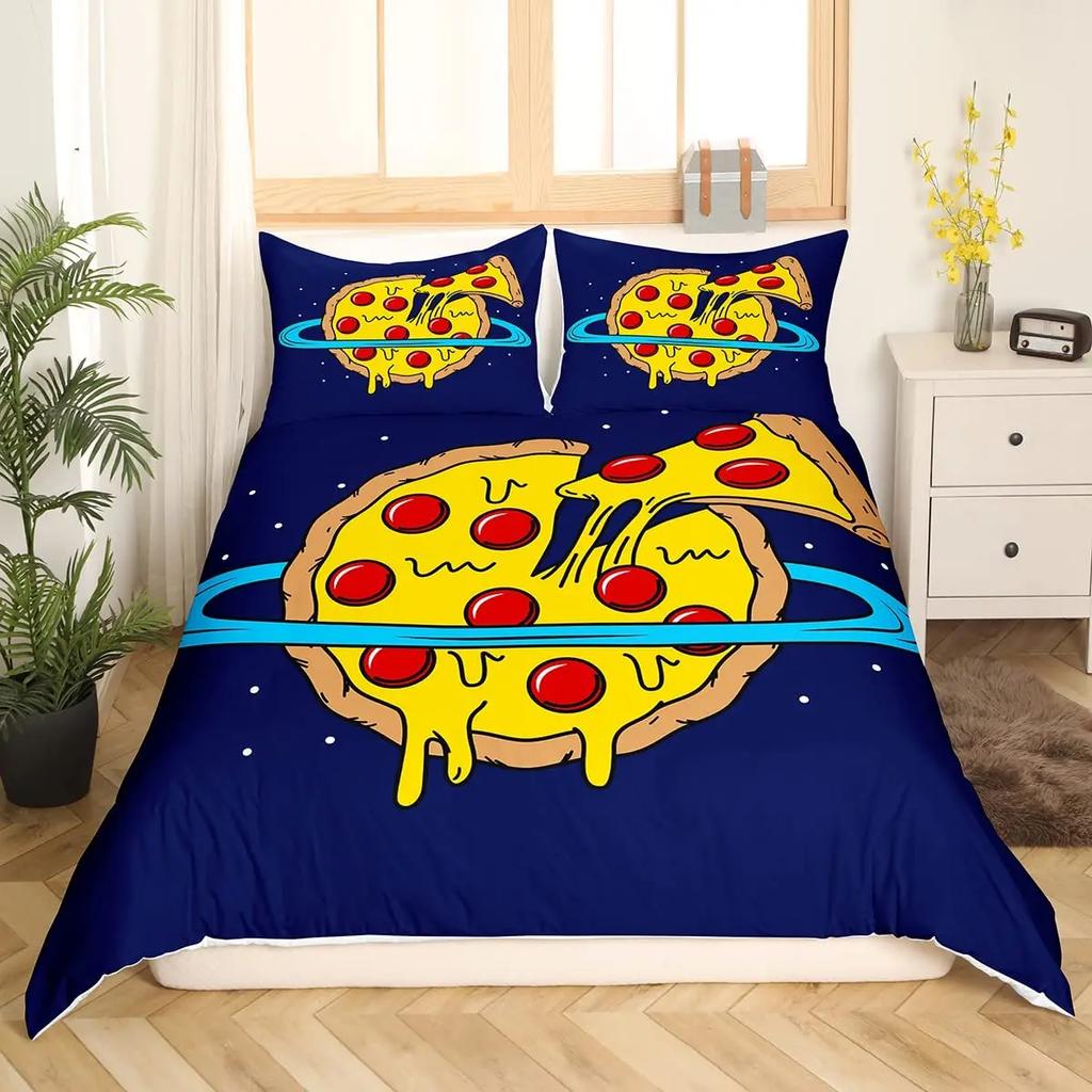 Комплект постельного белья с изображением пиццы, комплект постельного белья в деревенском стиле с изображением фруктов и овощей, 3 предмета для детей и подростков, декор спальни, постельное белье с изображением вкусной еды