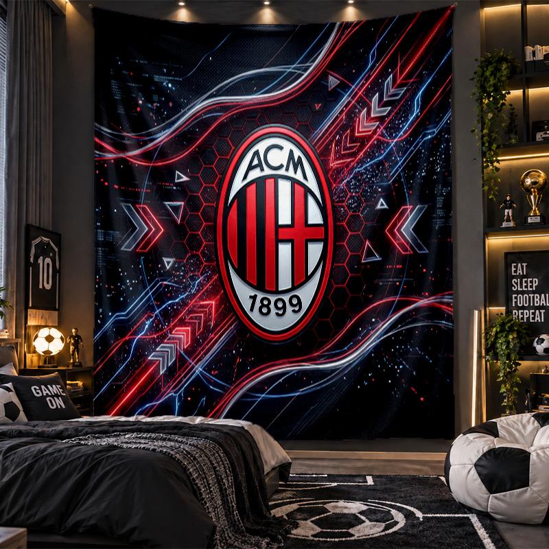 Wall Hanging Tapestry AC Milan Print Cloth for Living Room Bedroom Home Decor