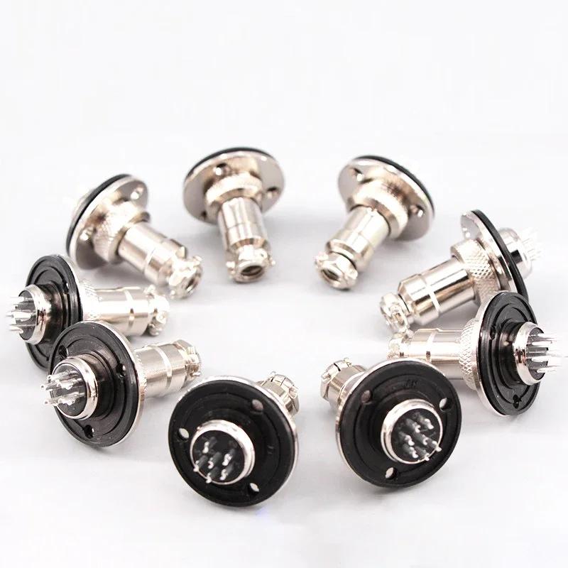 10 комплектов GX16 с фланцем на 3 отверстия Авиационный разъем XLR 16 мм 2 3 4 5 6 7 8 9 контактов Гнездо Штекер для монтажа на шасси Круглая розетка