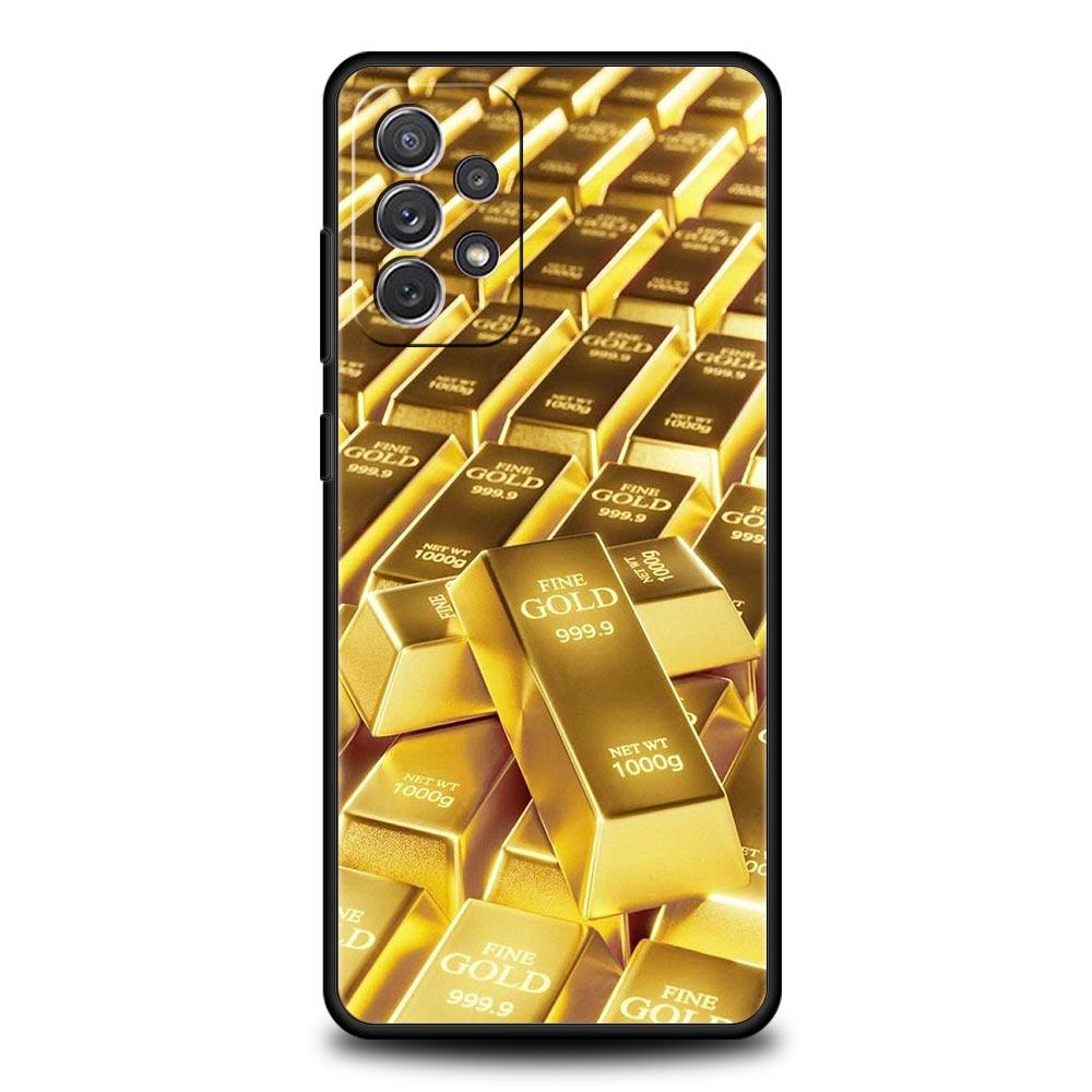 Золотой чехол для телефона с узором из денег для Samsung A51 A71 A21S A17 A11 A15 A25 A41 A23 A33 A53 A73 A07 A03S A05S A13 A35 A55 5G