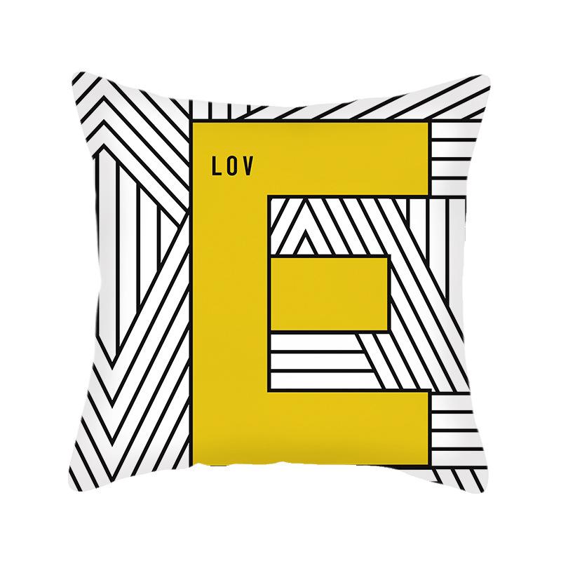 Nordic Cushion Pillow Geometric Linen Pillow Cover Yellow European Nordic Ins Style Cushion Cover