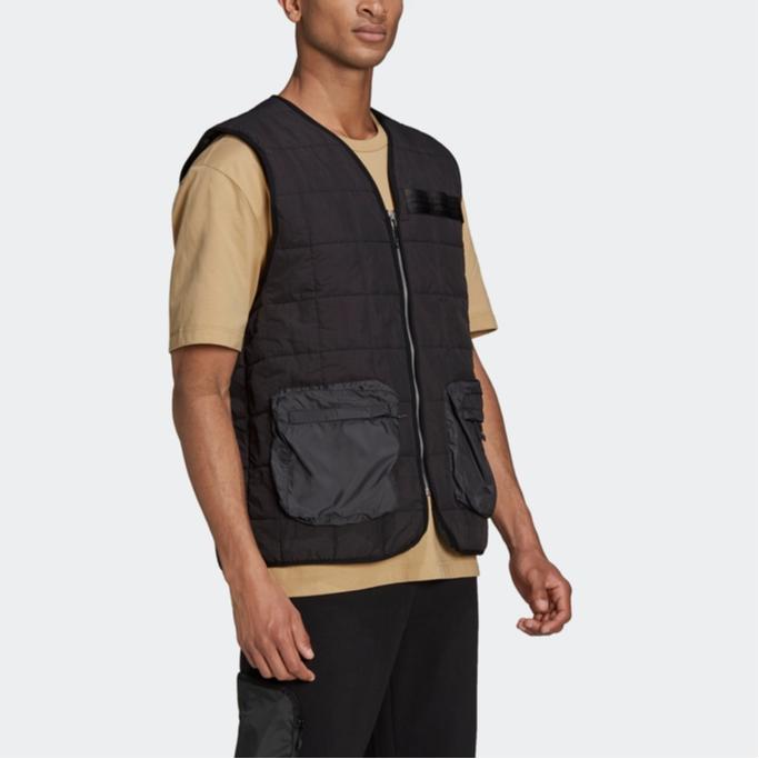 Adidas Оригинальные мужские жилеты RYV Solid Color Zipper Vest черного цвета H11509