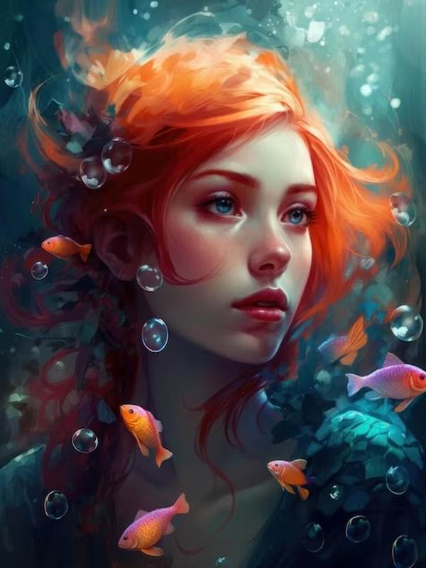 Fantasy Woman Red Fish Diamond Painting New Arrivals Diy Full Square Round Drill Rhinestone Embroidery Girl Mosaic Cross Stitch Kits Wall Decor