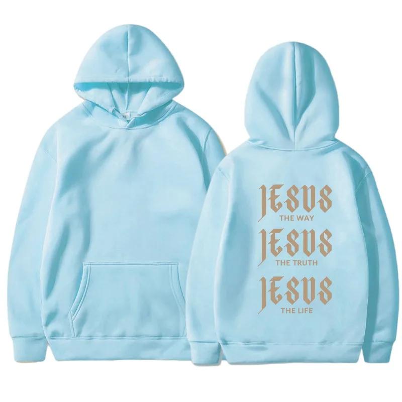JESUS THE WAY Новая модная осенне-зимняя модель с принтом букв, капюшоном и воротником сзади, а также свободная толстовка из бархата
