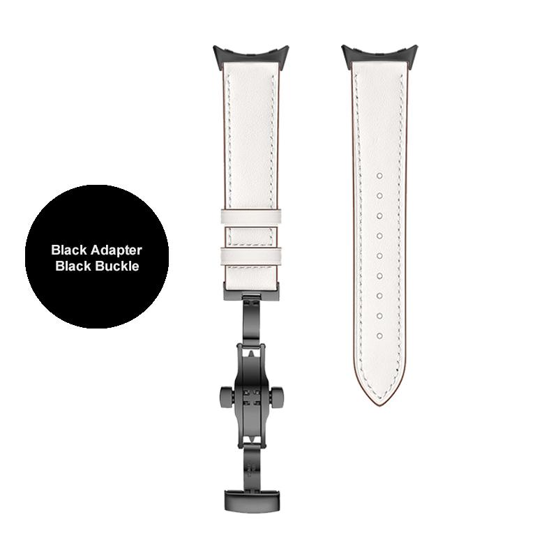 Кожаный ремешок с бабочкой для Google Pixel Watch Band Pixel Watch Ремешки для часов Браслет С адаптером (Серебристый/Черный/Розовое золото)