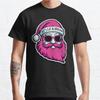 Men Fashion Casual Short Sleeves Funny Pink Beard Santa Claus Black Tees Oversized T-shirts