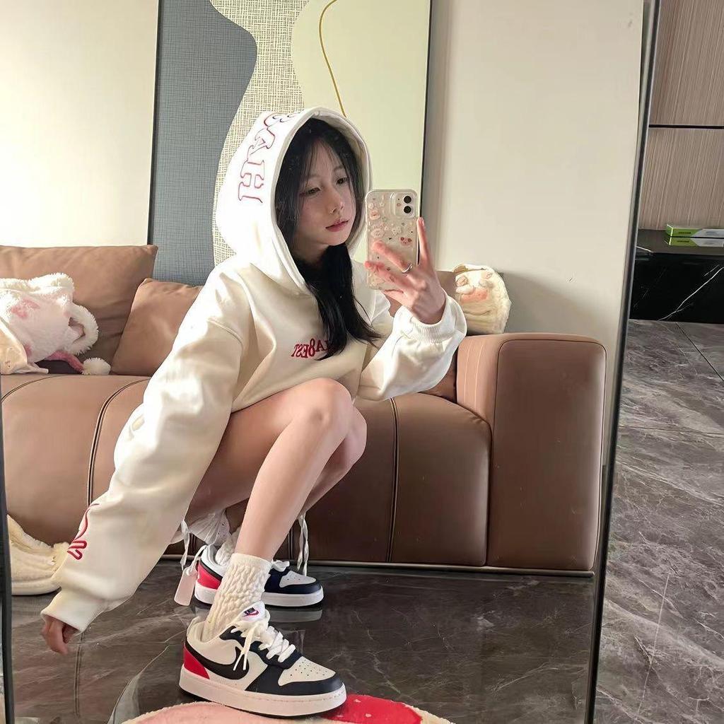 Cross-Border American Rapper Style 351-400g Flame Embroidery Men's Heavyweight Pure Cotton Hoodie