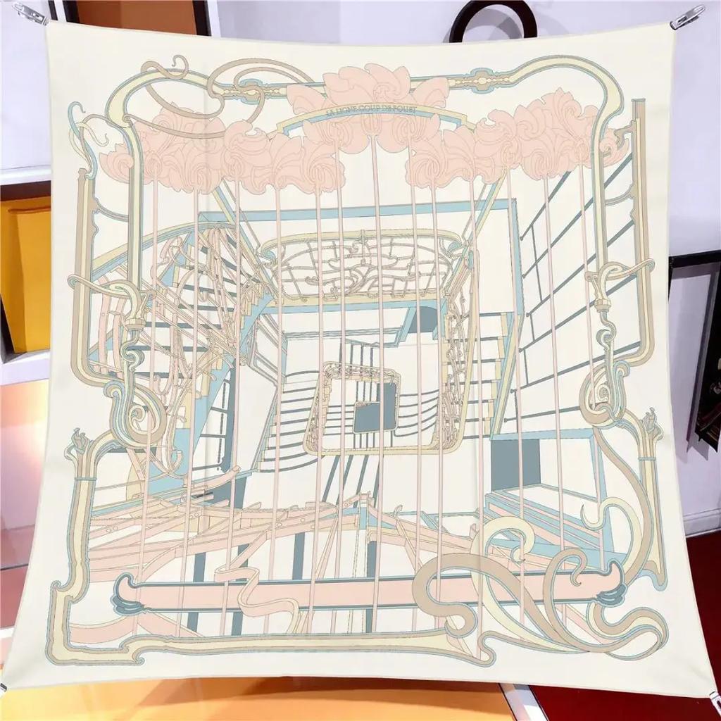 2025 NEW 90cm Design Silk Scarf Luxury Square Scarves Women Decoration Hijab Scarf Foulard Headband Neckerchief Bandana