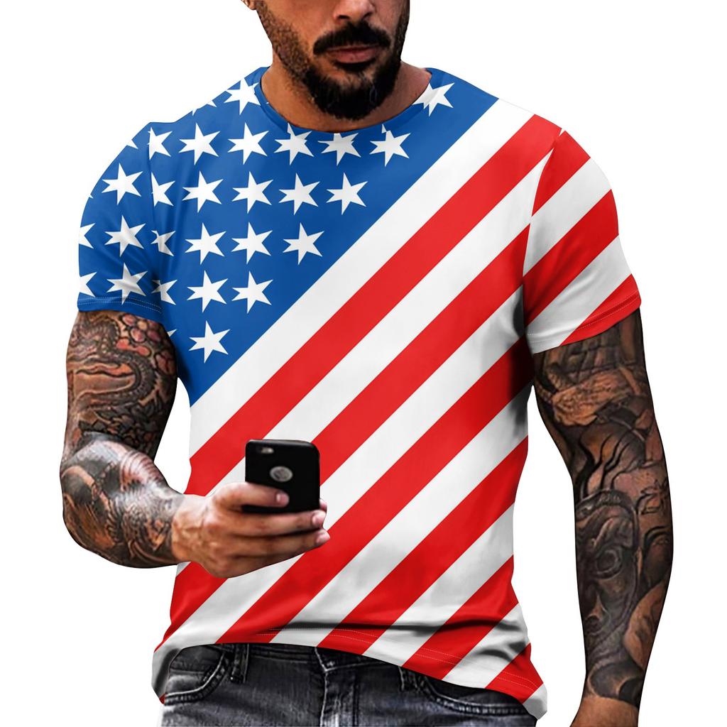 Принт «День независимости» — мужская повседневная футболка с круглым вырезом и короткими рукавами