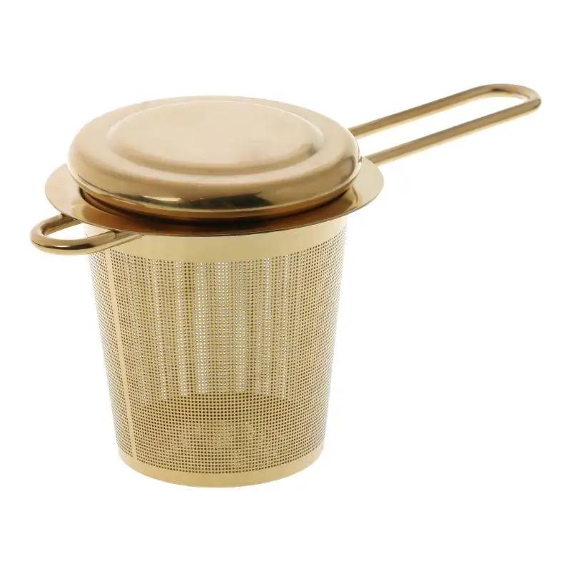 Reusable Mesh Tea Infuser Stainless Steel Strainer Loose Leaf Teapot Spice Filter with Lid Cups Kitchen Accessories