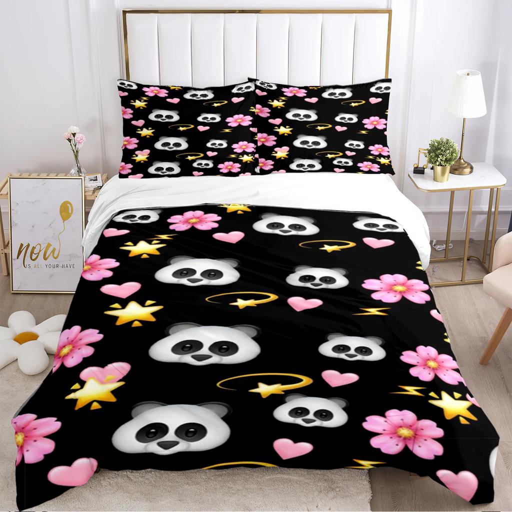 Cute Panda Duvet Cover Cartoon Kawaii Comforter Bedding Sets Soft Quilt Cover And Pillowcases For Teens SingleDoubleQueenKing
