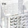 Desktop Lipstick Eyeliner Stand Transparent Acrylic Makeup Brush Organizer, Multi-Compartment Storage Bin, Modern Home Office Desk Organizer