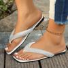 Summer Women's Fashion Diamond Decorated Casual Slippers Comfortable Women's Beach Outdoor Home Flat Simple Solid Color Slippers