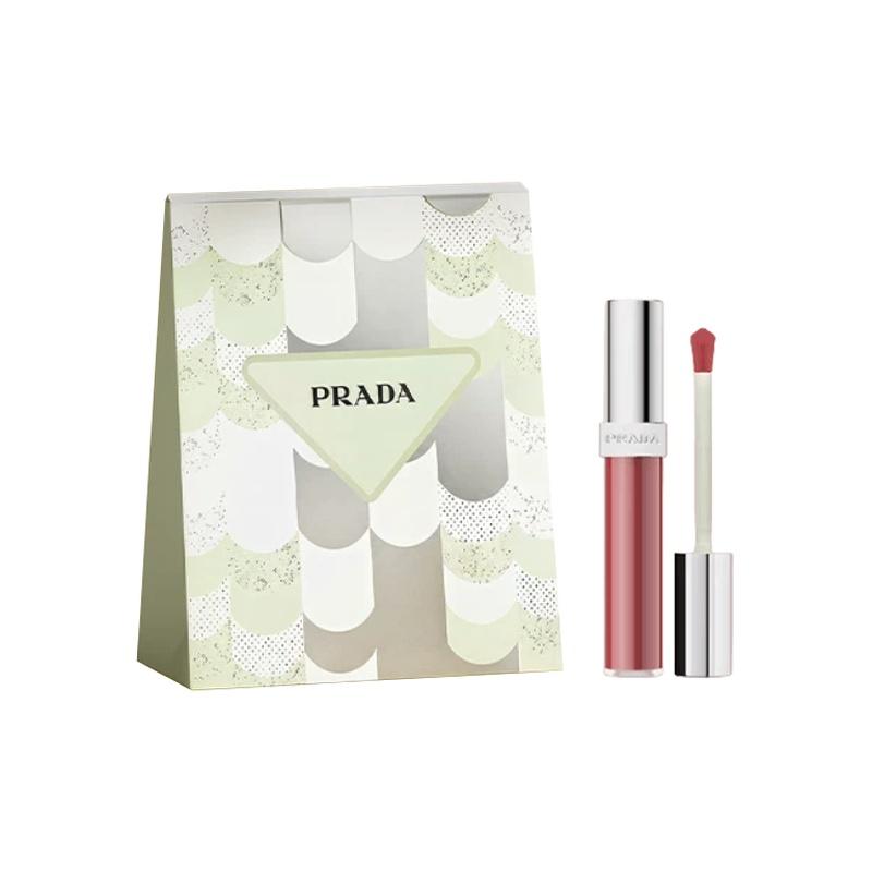 Prada Стеклянный блеск для губ Streamer Lip Gloss Ограниченный подарочный пакет Зеркальная поверхность Дышащий Цвет №R221 Черный чай стекло 8 мл