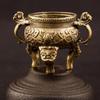 Antique Brass Three Legs Qilin Head Chinese Ancient Beast Censer Solid Copper