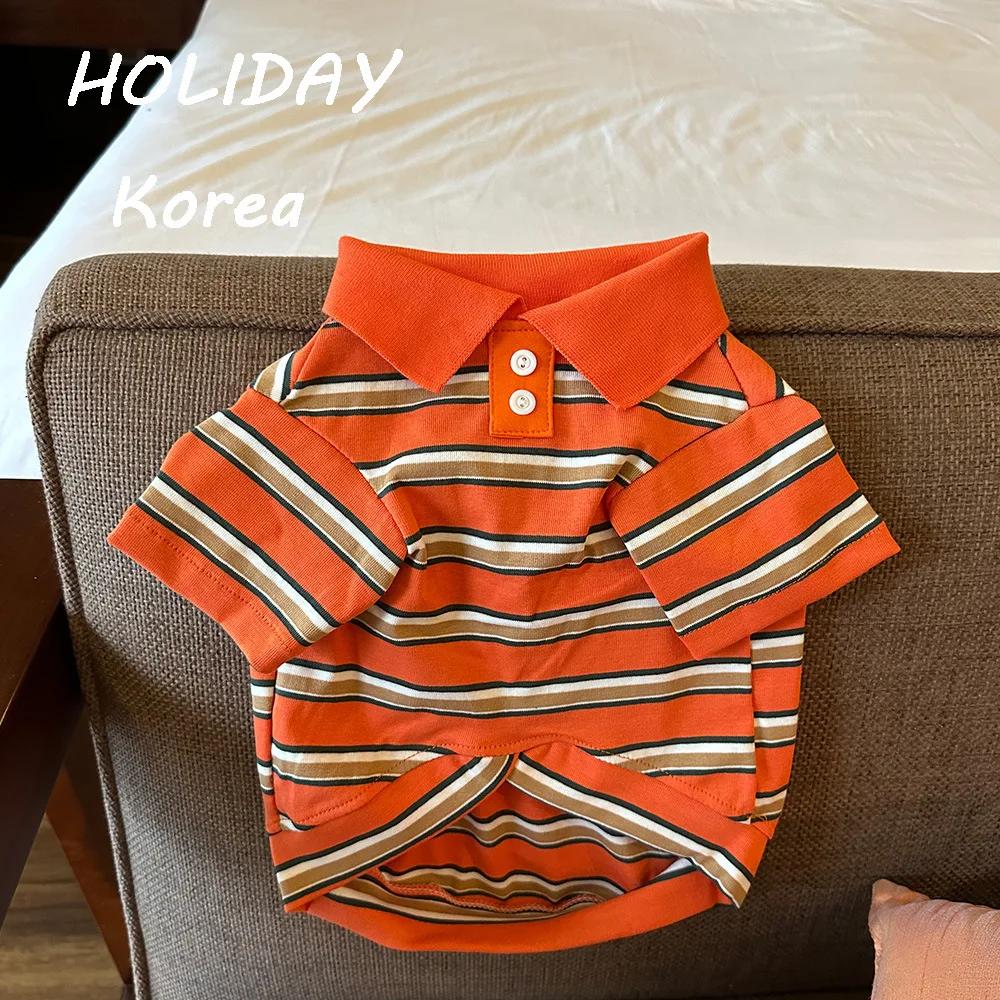 INS New Pure Cotton Pet Shirt Striped T-shirt Dog Shirt Dog Clothes Yorkshire Terrier French Bulldog Clothes