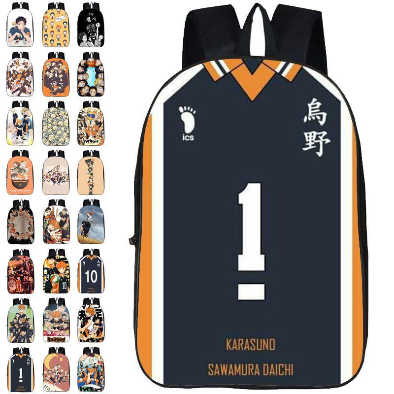 Fashionable Karasuno High School Backpack With Anime Haikyuu Print And Easy-clean Fabric