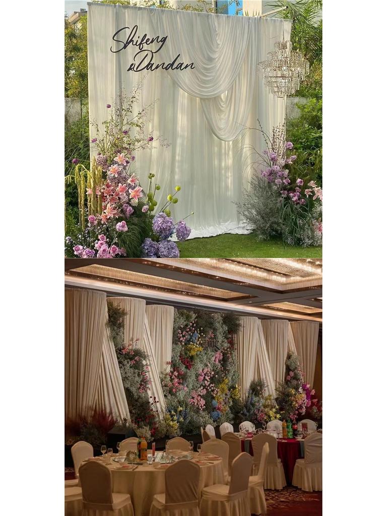 Свадебная драпировка из молочного шелка, ткань для фона