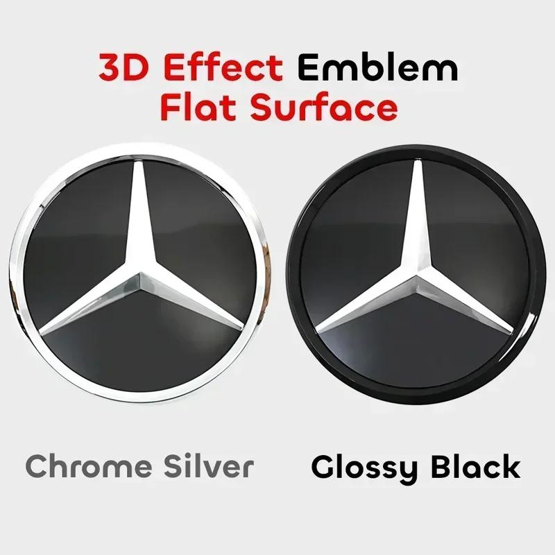AAVV1 Car Front Grille Emblem Star Badge Lighting Logo Chrome Silver 3D Mirror For Mercedes Benz W205 C180 C200 C250 C300 C350 C400