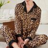 Europe & American Retro Leopard Women's Pajamas Elegant Trendy Print Lazy Fashion Sleepwear Summer 2pcs Casual Homewear