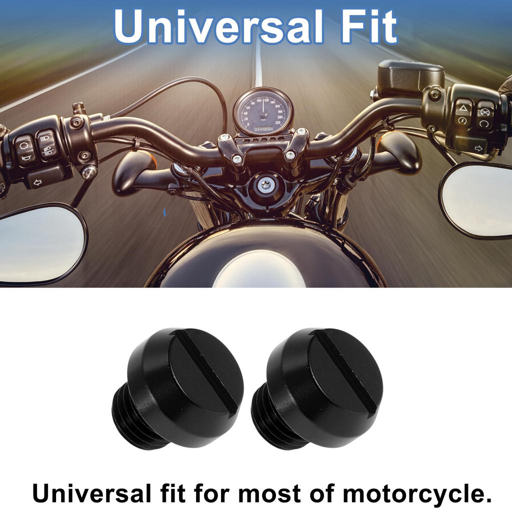 A ABSOPRO Motorcycle Mirror Hole Plug Right Hand M10x1.25 Motorcycle Rear View Mirror Screw Black 2 PCS