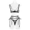 2023 European and American Embroidered Ruffle Lingerie Set with Steel Ring