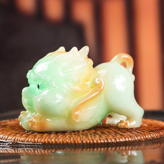 Цветной меняющий цвет чайный питомец Pixiu смоляная статуэтка на удачу кунг-фу чайный поднос декоративный светильник фен-шуй украшение домашний офис стол подарок