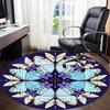 1PC Butterfly Mandala Design Office Round Rug, Non slip, Soft and Durable Office Rug for Interior Decoration, Perfect for Office