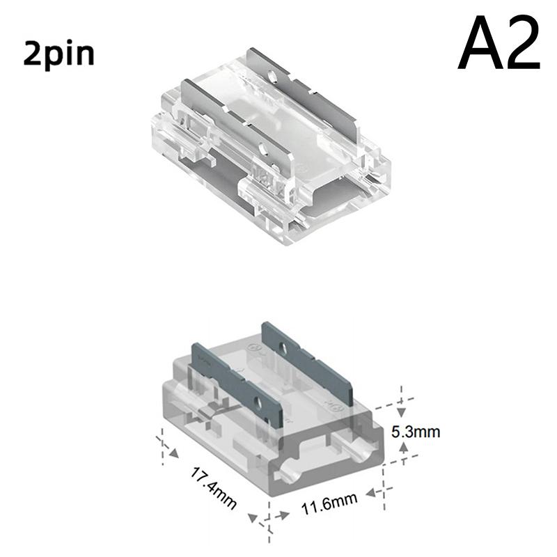 SMD/COB Welding-Free Transparent Led Connectors 5MM 8MM 10MM 2PIN For WS2811 WS2812B WS2815 5050 RGBW RGBCCT Led Light Strip