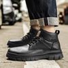 Британский стиль Мужские повседневные кожаные ботинки Деловые мужские туфли на шнуровке Высокие базовые ботинки Брендовые мужские зимние мотоциклетные ботинки