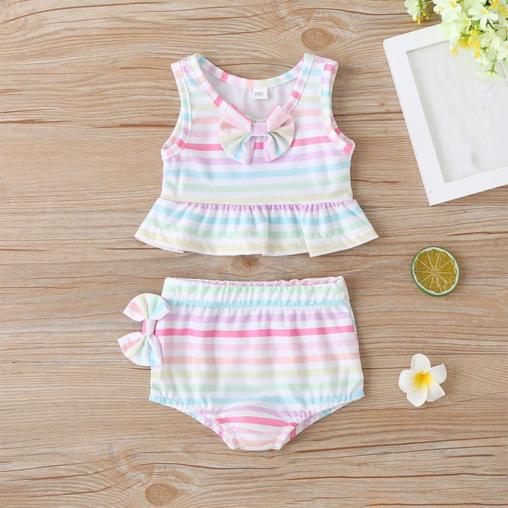 Купальник с принтом для девочек, детский разделенный купальник