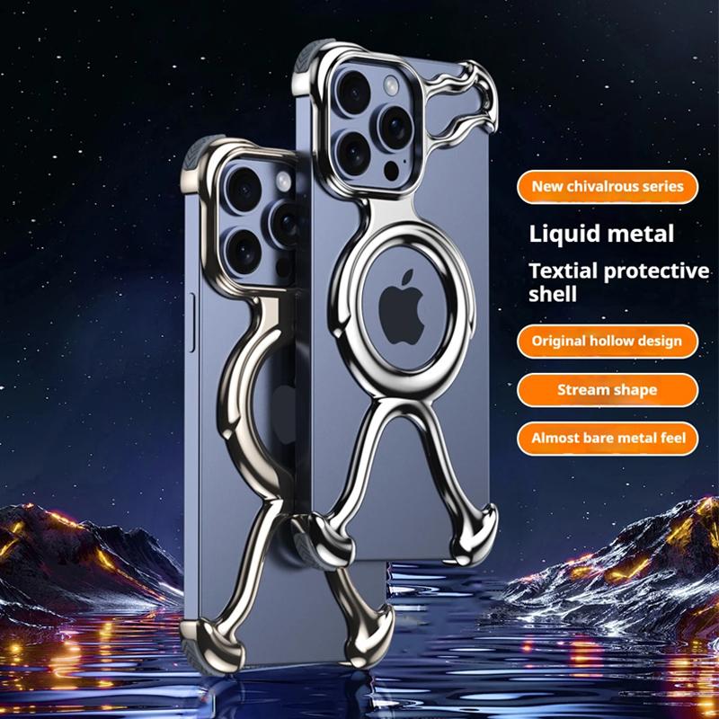 Роскошный чехол из жидкого металла с магнитным покрытием специальной формы для iPhone 16 15 14 13 Pro Max Magsafe Rimless Heat Disipation Phone Cover