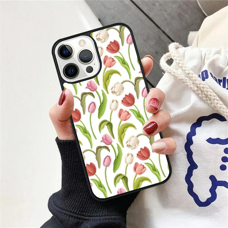 Чехол для телефона с цветами тюльпанов, весна, для iPhone 17 Air 15 16 Чехол 11 13 14 Pro Max 12 Plus Max Fundas