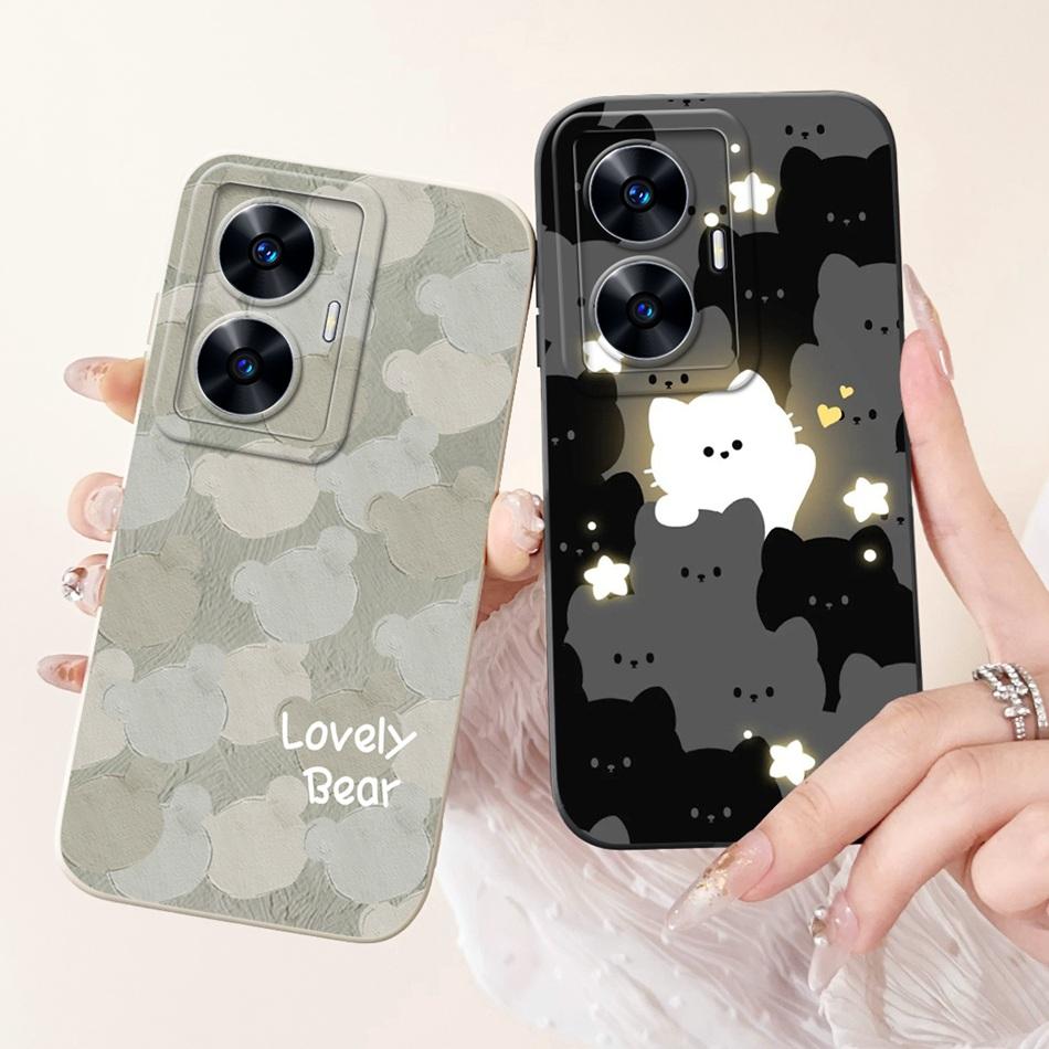 Для Realme C55 Элегантный Чехол из Мягкого Силикона с Печатью Для RealmeC55 Narzo N55 4G RMX3710 Защита Камеры Ударопрочные Чехлы для Телефона