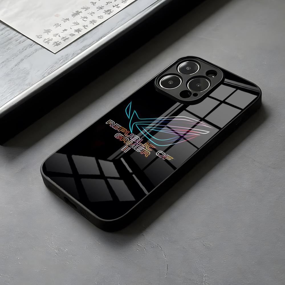 Чехол-стекло Asus Republic Of Gamers для iPhone 16 15 14 Pro Max 13 12 Mini 11 X XS XR 8 Plus Для Samsung Защита камеры