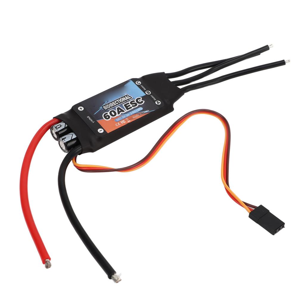 Black 60A Bidirectional Brushless ESC Rapid Response Brushless Electric Speed Controller for RC Car Boat