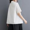 DIMANAF 2025 Plus Size New Women Basic Blouse Summer Loose Shirt Short Sleeve Casual Tops Tees Vintage Printing Shirt