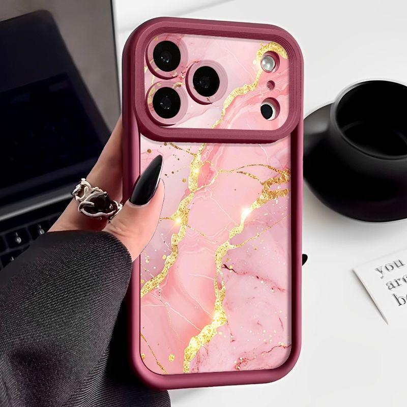 Ударопрочный чехол для телефона iPhone 17 Pro Max Чехол iPhone 16 15 14 13 Pro Max 11 17e 16e Цветной Мраморный Принт Мягкий Силиконовый Бампер Защитная крышка