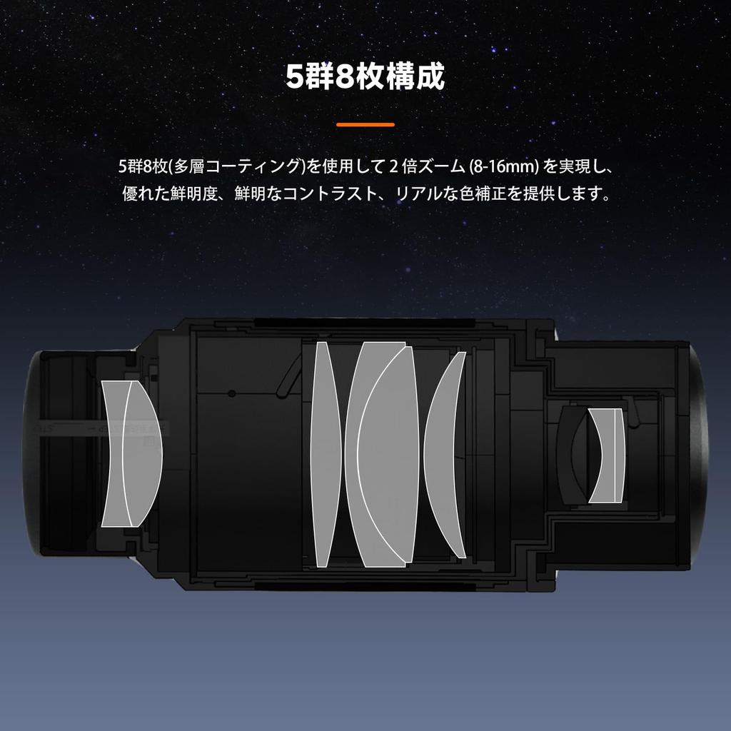 SVBONY SV245 Zoom Telescope inch Focal Length Field of Parfocal Design Eyepiece, 1.25+2 FMC, 8-16mm, 63° View,