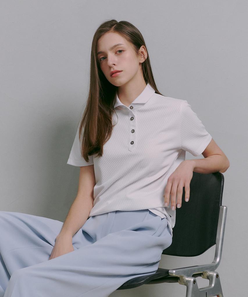 MARTYNBAL Seersucker Embossed Collar Shirt_White