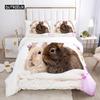 Rabbit Comforter Duvet Cover Set Lovely Little Rabbit Decor Bedding Set for Kid Girl Polyester Animal Theme King Comforter Cover