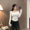 2024 Spring Korean Shoulder-Slit Slim Long-Sleeve T-Shirt for Women