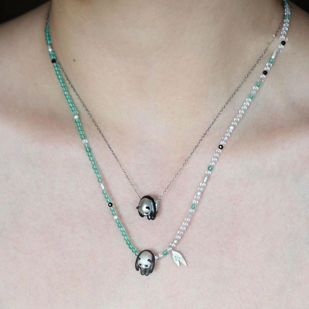 Панда Ожерелье в китайском стиле Животное Повседневная мода Подвеска с покрытием Смола