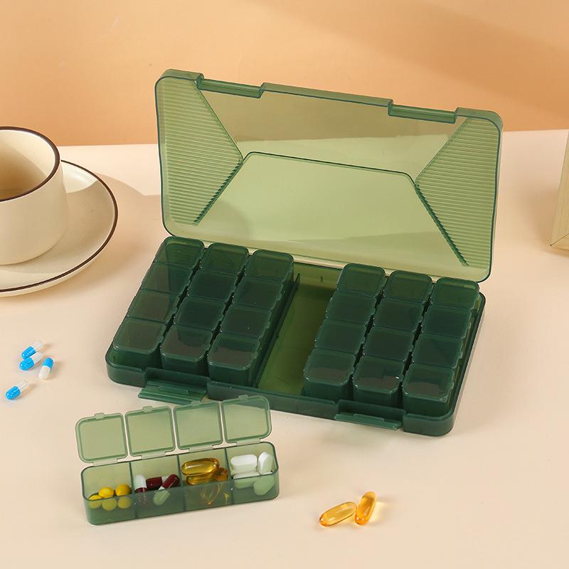 Weekly Pre-Portioned Pill Box for Elderly - Portable 3 Meals a Day Organizer