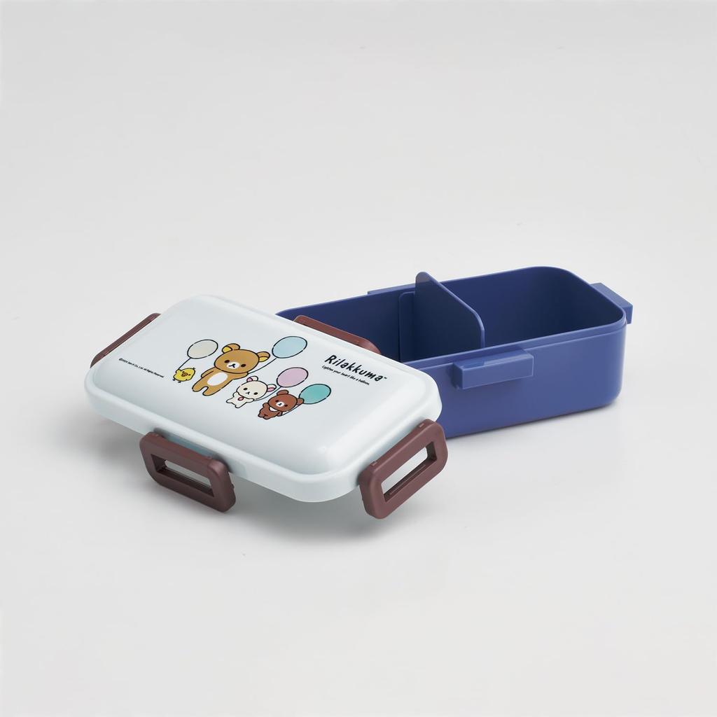 Skater Bento Single for Made in Dishwasher and Microwave Fluffy Balloon Box, 530ml, Tier, Women, Japan, Leak-Resistant, 4-Point Lock, Safe, Rilakkuma,