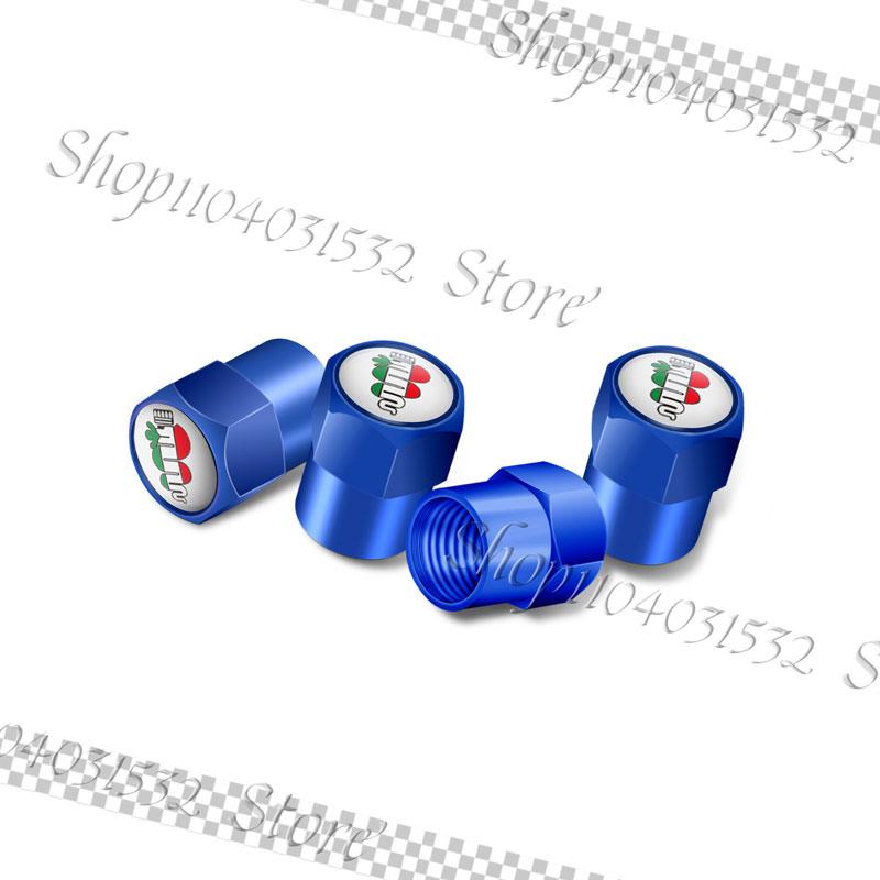 KUBEL1 4Pcs Car Styling Emblem Car Wheel Tire Valve Caps Rim Stem Dust-proof Covers For Alfa Romeo 147 156 166 159 Giulietta Mito Decor