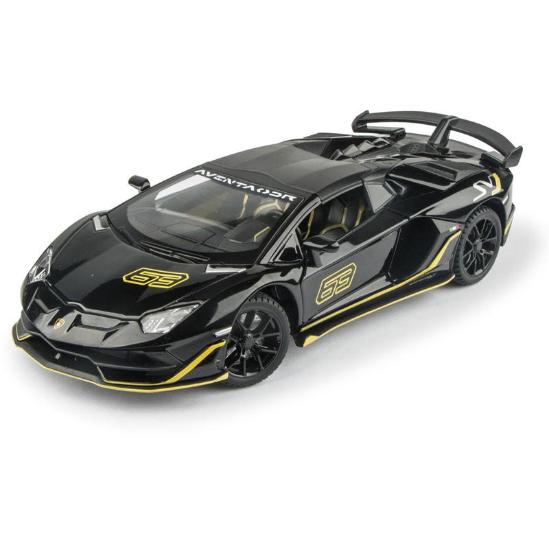 1/24 Scale Lambo Aventador SVJ63 Diecast Car Model Toy, Pull Back Toy Vehicle with Sound and Light for Kids Toddler Boys Girls Gift Collection